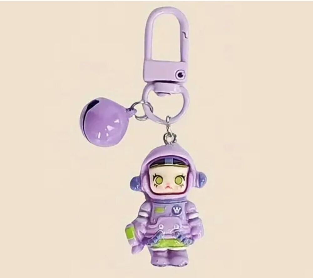 Skull Panda Phone Charm Keychain - Purple